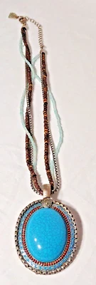 COLLAR Park Lane "SCOTTSDALE" Colgante Turquesa Simulado Triple Hilo Cuentas Foto 1 de 4