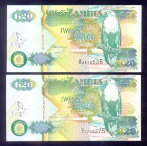 Zambia 20 Kwacha 1992 P36a,b UNC - Picture 1 of 2