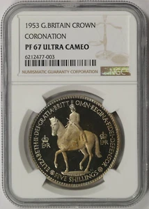 1953 Great Britain Crown Coronation Copper Nickel Proof PF 67 Ultra Cameo NGC - Picture 1 of 4