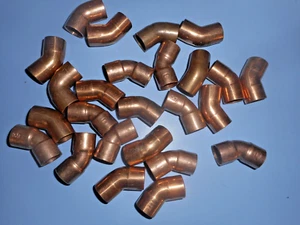 45 Degree Elbow 1/2" x 1/2" Sweat / Sweat (Pack of 25) * Assorted Brands - Picture 1 of 3