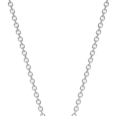 16 inch 18k White Gold Chain Necklace Italian Solid Round Cable Chain 1.3mm - Image 1 of 3