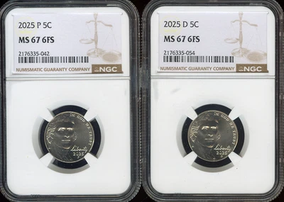 2025 P D Jefferson Nickel 2 Coin Set NGC MS67 FS Holiday Sale 🎁 - Image 1 of 2