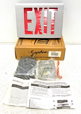 NEW Lithonia LES2R Die Cast LED Exit Sign Stencil Face Red Universal Mount 2FLR - Image 1 of 4