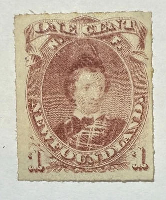 Newfoundland #37 1877 1c brown lilac Prince of Wales rouletted MNG/VF; $200 UCV - Image 1 of 3