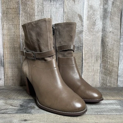 Nuevas botas de tacón de cuero gamuza topo granate Clarks para mujer talla 9,5 Foto 1 de 4
