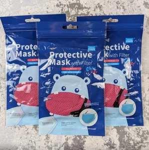 Lot Of 3 Protective Reusable Masks w/ Replaceable Filter Child Size Soft Fabric - Picture 1 of 7