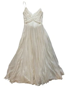 Abito vintage Malcolm Starr vestito midi in chiffon beige - Foto 1 di 20
