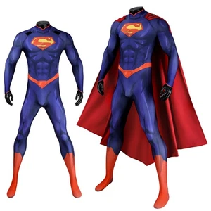 New 52 Batman And Superma Cosplay Superma Jumpsuit Superhero Cloak Halloween Set - Picture 1 of 10