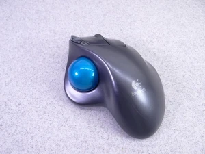 Logitech M570 Wireless Trackball Ergonomic Mouse Blue Ball w/ Receiver - Picture 1 of 10