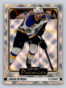 2024-25 O-Pee-Chee #P-8 Jordan Kyrou OPC Premier Diamond Rainbow 57/75-Blues - Picture 1 of 2