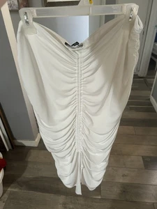 INC International Concepts Womens Size XL Ruched Midi Pencil Skirt White - Picture 1 of 8