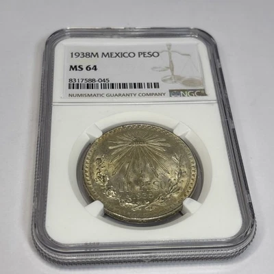 1938M MEXICO SILVER PESO NGC MS 64 - Image 1 of 3