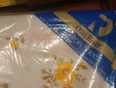 Nuevo de Lote Antiguo Dan River Fortrel 50%/50% 1 Sábana Ajustable Doble Floral Retro ¡Hecha en EE. UU.!! Foto 1 de 4