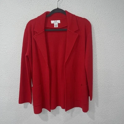 Blazer Abrigo Suéter Magaschoni Rojo Mezcla Lana, Talla Pequeña Frente Abierto Foto 1 de 4