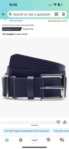 Under Under Armour Boys' Baseball Belt Fits Size 10 Boys - Picture 1 of 2