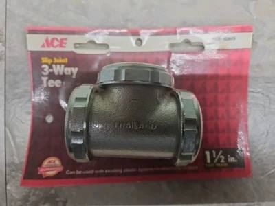 Ace Slip Joint 3-Way Tee 1  1/2" #40895 Chrome Cast Brass. Thailand. New  - Image 1 of 4