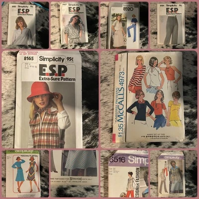 Lot of 10 Vintage Sewing Patterns Lot 1970s 1980s Simplicity McCalls ESP Fashion - Image 1 of 4