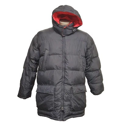 Abrigo Parka Lands End Para Hombres Relleno Talla XL Reversible Azul Marino/Rojo Capucha Extraíble Foto 1 de 4