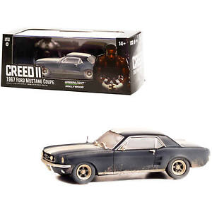 Greenlight 1/43 Model Car 1967 Ford Mustang Coupe Matt Black with White Stripes