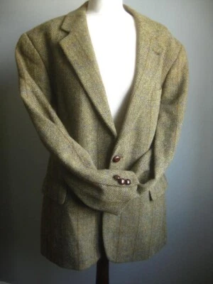 HARRIS TWEED JACKET 42 REG green mens 100% pure new wool hebrides england - Image 1 of 4