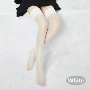 Rose Sakura Two Tone Glitter Glossy Sheer Shiny Stockings Thigh High 12D 0919 - Picture 1 of 21