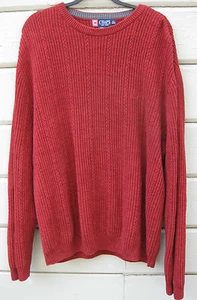 Suéter CHAPS Rojo Sangre de Buey 100% Algodón L/S Cable Cuello Redondo Para Hombre XL - Imagen 1 de 6