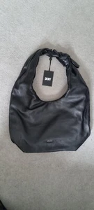 DKNY Black Genuine Leather Hobo Womens Handbag - Picture 1 of 4