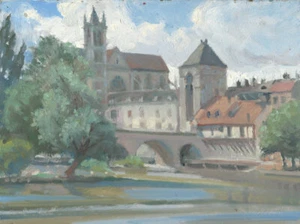ORIGINAL MICHAEL RICHARDSON "Moret sur Loing" Monet Île-de-France OIL PAINTING - Picture 1 of 1