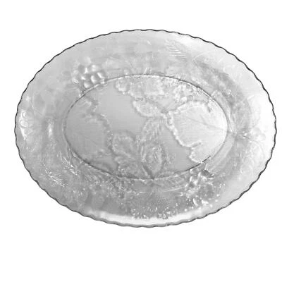 Anchor Hocking Heavy Glass Oval Embossed Grapes Leaves Berries Platter 17.75"  Foto 1 de 4