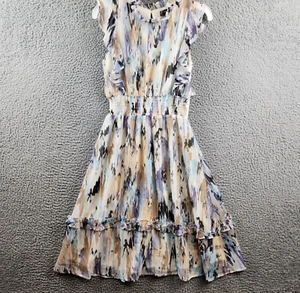 AQUA Girls' Best Seller Metallic Ikat Midi Dress Girls M(9-10) Multi Button Back - Picture 1 of 12