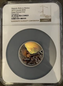 2019 Canada S$30 Majestic Birds In Motion Great Horned Owl Hologram NGC PF70 UC - Picture 1 of 3