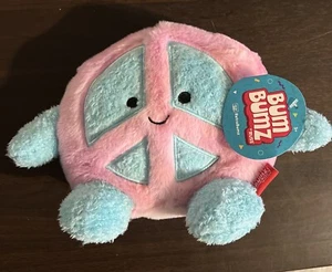 Juguete de peluche Bum Bumz RetroBumz 7,5" Megs the Pink & Blue Peace Sign Bean - Imagen 1 de 3