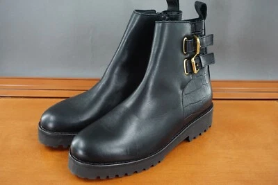 Andre Assous Pandora Zapatos Mujer 7 Negro Cuero Cremallera Suela Botín al Tobillo Foto 1 de 4