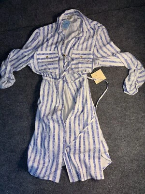 Vestido Camisa Passport Mujer Mediano Azul Blanco Corbata Cintura Cuello Botón Delantero Foto 1 de 4