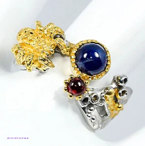 Ring Size 7.75 NATURAL Sapphire Handmade Jewelry Blue925 Sterling Silver - Picture 1 of 6