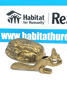 Vintage Brass Squirrel Nutcracker with Half Walnut Brass Bowl. Used - Picture 1 of 6