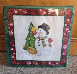 LONGABERGER Pack of Bluster the Snowman Paper Christmas Napkins - NEW! - Picture 1 of 2
