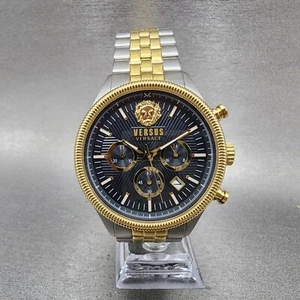 Versace Versus Colonne Chronograph Watch Men 45mm Blue Dial Two Tone Date Round4 - Picture 1 of 10