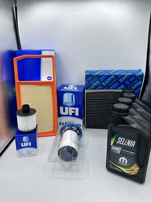 KIT TAGLIANDO ORIGINALE FIAT PANDA 4 FILTRI 4 LT SELENIA WR 5W30 1.3 MJT EURO 6  - Immagine 1 di 3