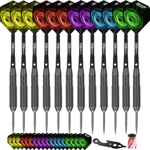 Steel Tip Darts Set 22g + 16Flights + Werkzeug + Spitzer + 12 Alu Schäfte mit Ringen - Bild 1 von 7