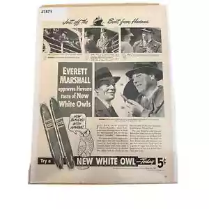 Anuncio de revista original vintage años 1940-50 cigarros búho blanco - Imagen 1 de 2