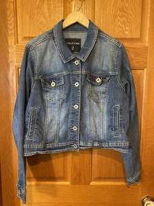 BR32 Maurices Denim Jean Jacket Thick Stitch Cropped Blue Womens Plus Size 2 - Picture 1 of 4
