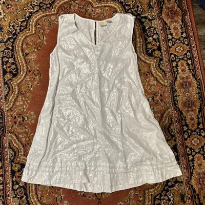 C&C white linen dress metallic tunic Medium M NWOT sleeveless jumper - Image 1 of 4
