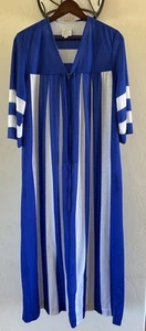 VTG USA Ariel Blue & White Stripes 3/4” Zip Up Mumu Caftan Gown Size Small S - Picture 1 of 3