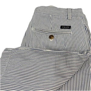 CHAPS Ralph Lauren Men Seersucker Shorts 32 Blue White Stripe Flat Front Preppy - Picture 1 of 24