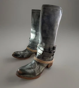 Botas Freebird Drove Hebilla Cremallera Trasera Gris Cuero Envejecido Hasta la Rodilla EE. UU. 9 USADAS EN EXCELENTE ESTADO - Imagen 1 de 15