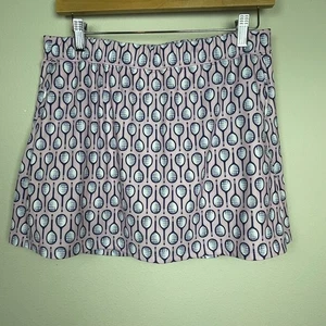 Sansoleil Skort rosa blau Schläger Print Tennis Pickleball UPF 50 Athleisure Gr. L - Bild 1 von 6