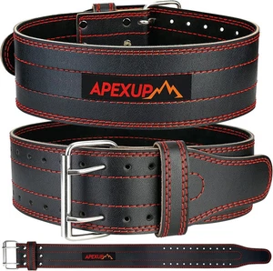 APEXUP Weight Lifting Belt BLACK 4" Wide Leather 1/4" THICK Reinforced Stitching - Picture 1 of 9