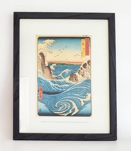 UTAGAWA HIROSHIGE'S 1855 WOODBLOCK PRINT NAVARO RAPIDS AWA PROVINCE FRAMED - Picture 1 of 7