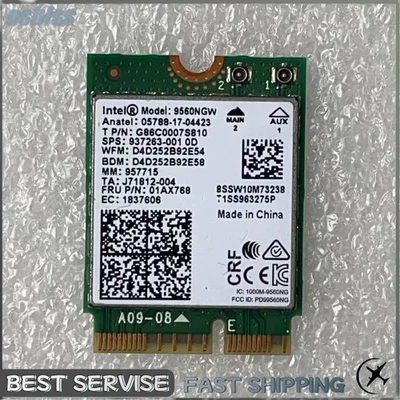 2.4G/5G WiFi Bluetooth FRU 01AX768 Wireless AC 9560 Intel 9560NGW 802.11ac NGFF - Image 1 of 3